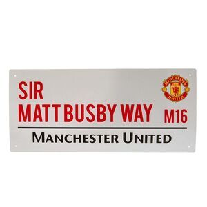 Manchester United FC Sir Matt Busby Way Street Sign / White/Red/Black